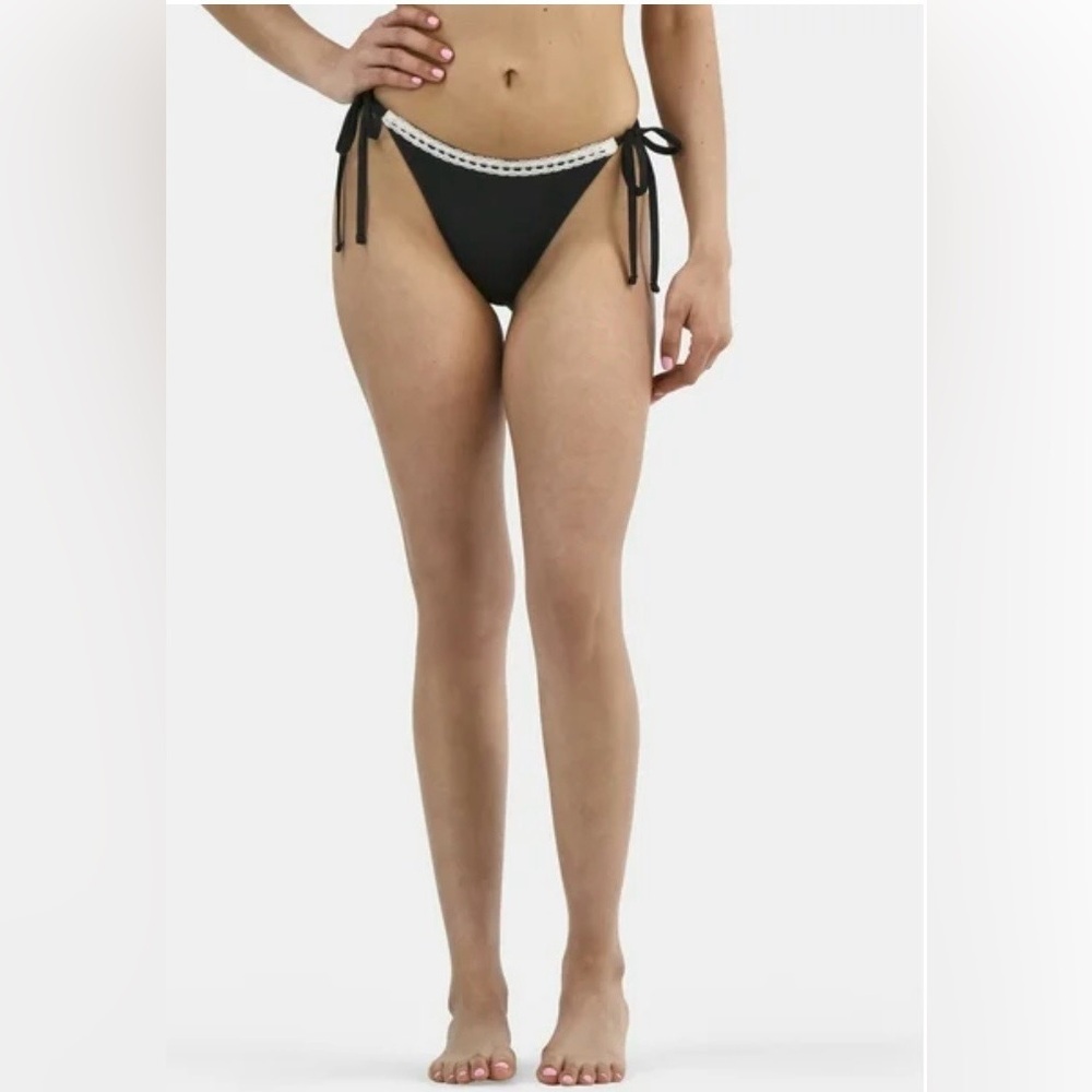 NEW Celebrity Pink Women's Swim Side Tie Bikini Bottom Black w/Lace